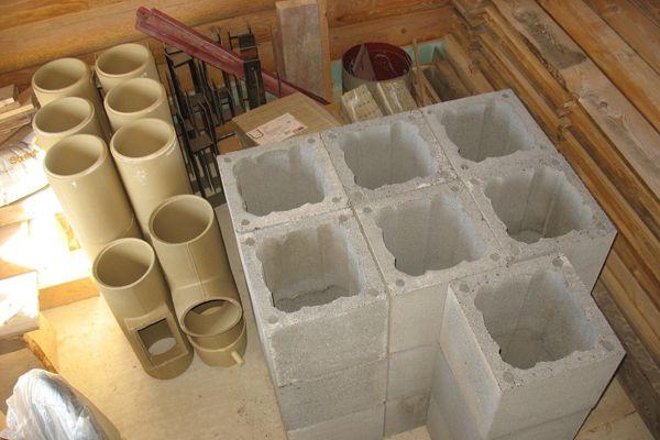 Керамические трубы и бетонные блоки для сэндвич-дымохода